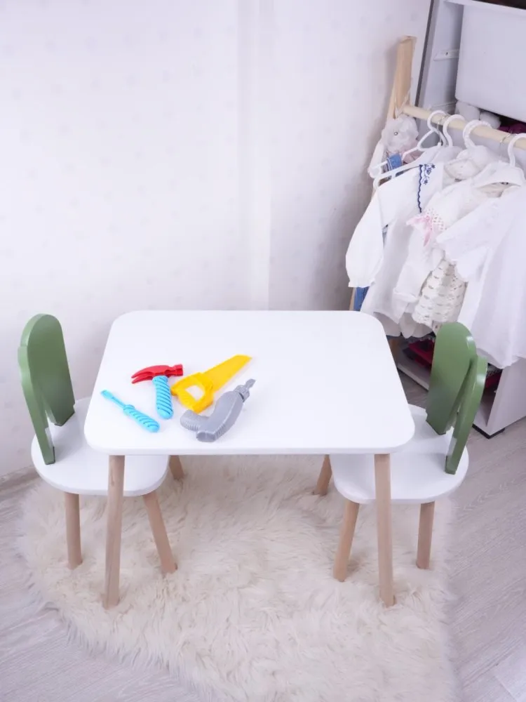 Dečiji sto i stolice Bunny Two Chair Set Green White