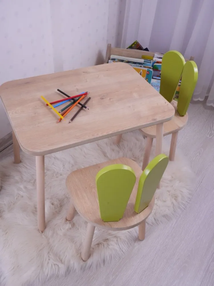 Dečiji sto i stolice Bunny Two Chair Set Pistachio Green Brown