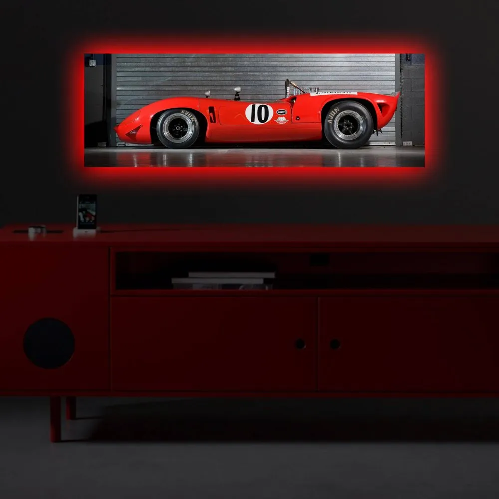 Dekorativna slika na platnu sa LED osvetljenjem RED CAR