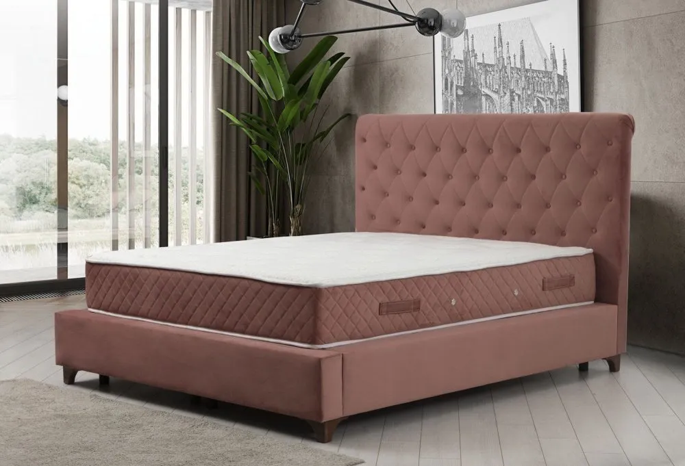 Deluxe Set 140 x 200 Dusty Rose Dvostruki dušek, baza i uzglavlje