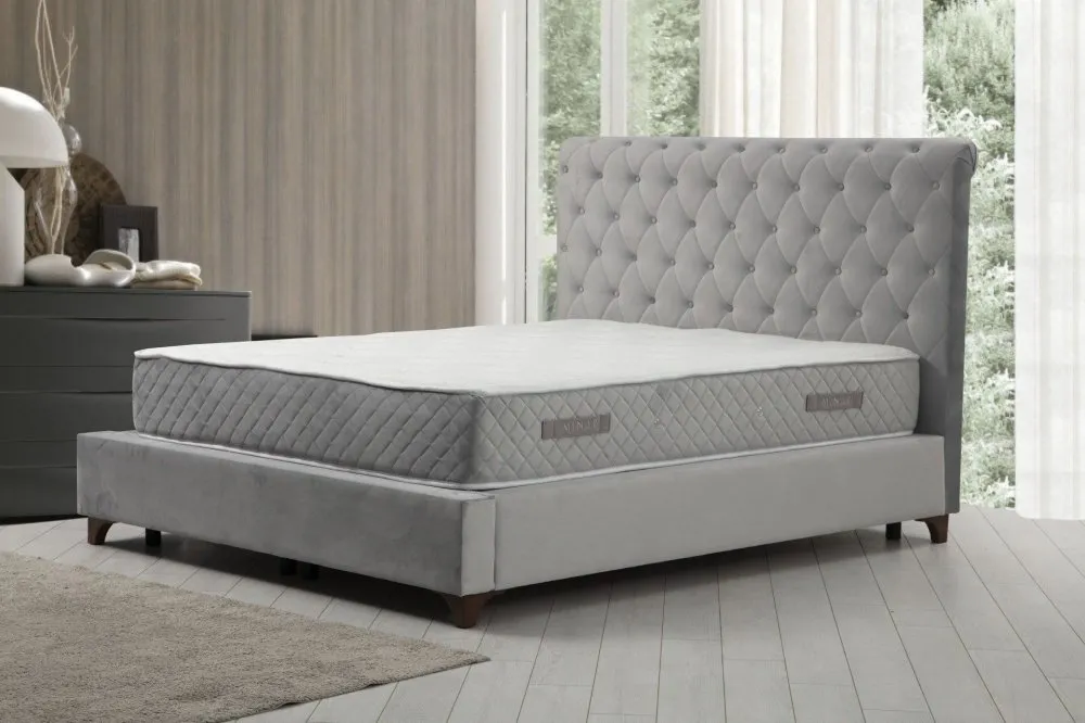 Deluxe Set 140 x 200 Grey Dvostruki dušek, baza i uzglavlje