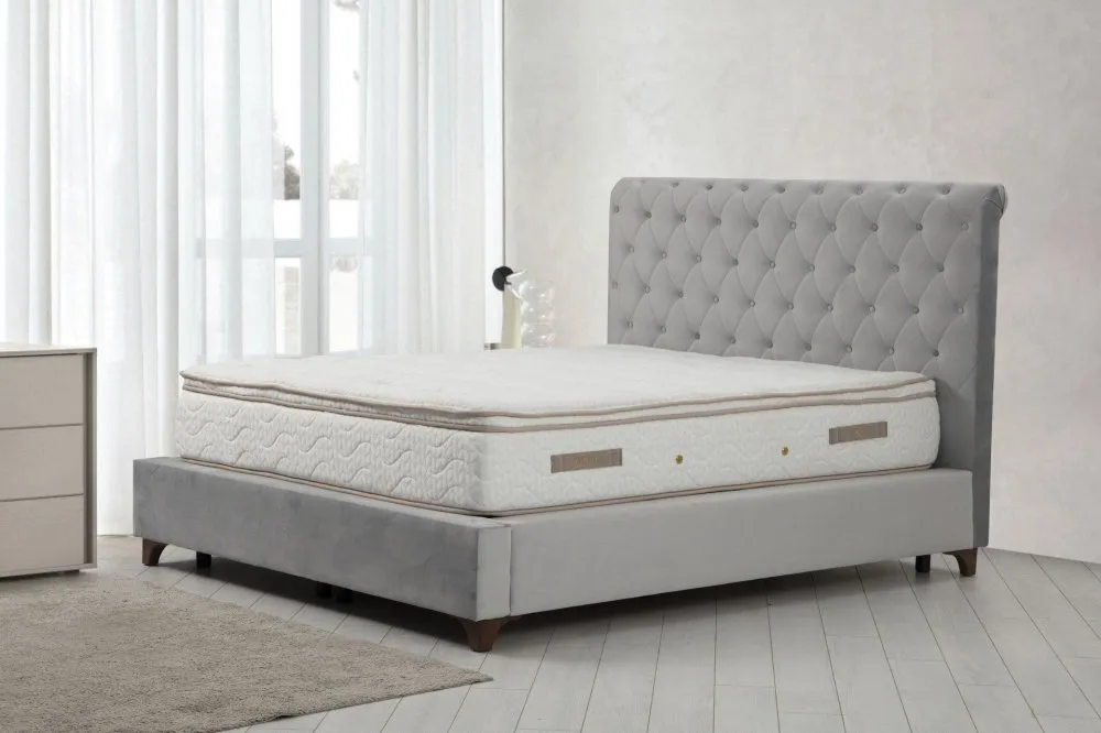 Deluxe Set 160 x 200 v2 Grey (Dvostruki dušek, baza i uzglavlje)