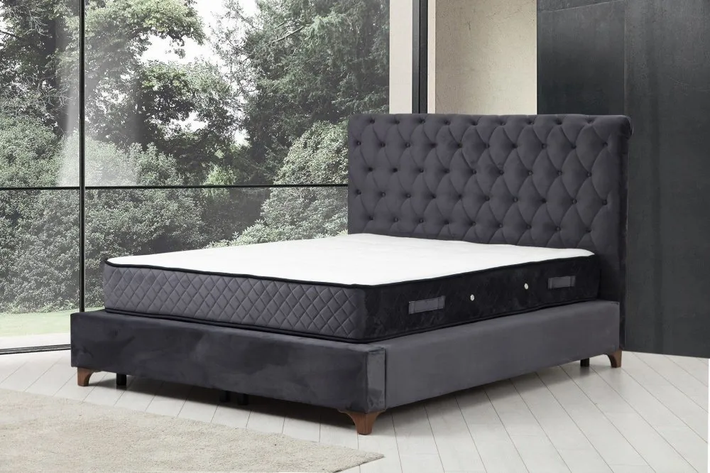 Deluxe Set 160 x 200 v3 Anthracite (Dvostruki dušek, baza i uzglavlje)