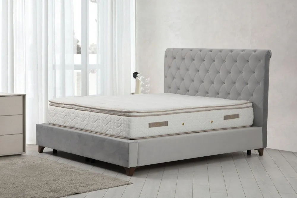 Deluxe Set 160 x 200 v3 Grey Dvostruki dušek, baza i uzglavlje
