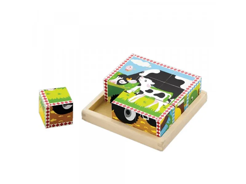 Drvene kocke puzzle-farma