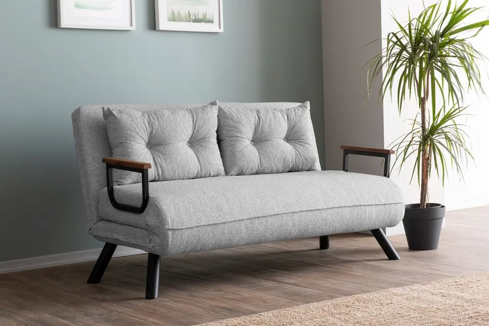 Dvosed Sando 2 Seater Teddy Fabric Grey