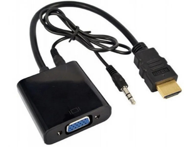 Adapter HDMI (M) - VGA D-sub (F) + Audio kabl 3.5mm (M/M) crni