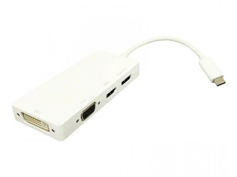 Adapter USB 3.1 tip C (M) - Display Port + HDMI + VGA + DVI (F) beli