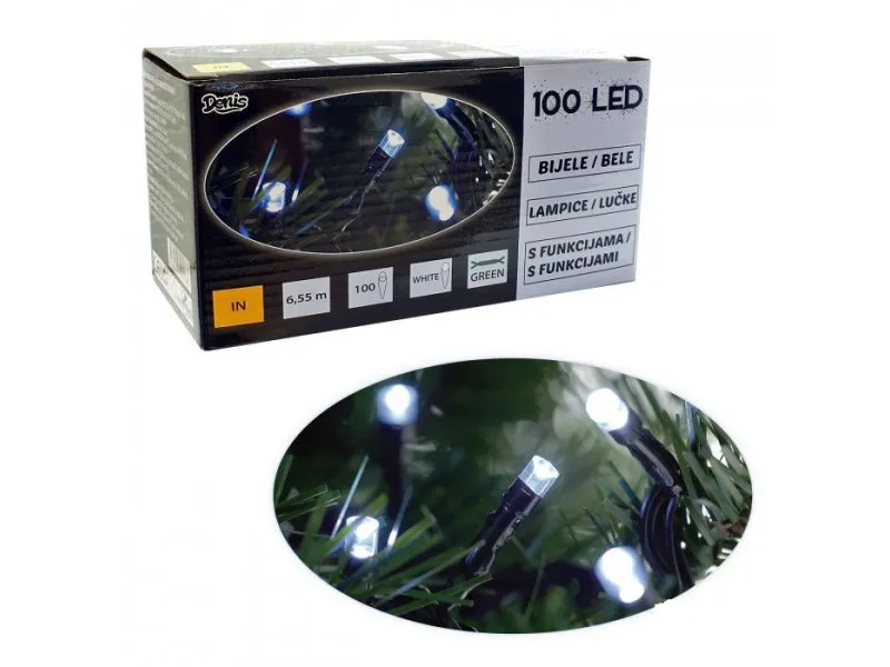 100 LED Lampica, bele, 8 funkcija