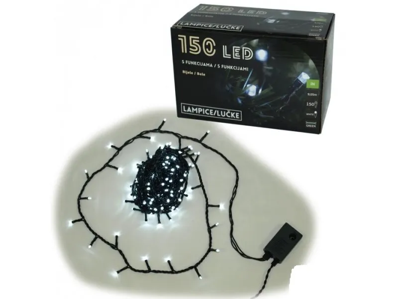 150 LED Lampica, bele, 8 funkcija