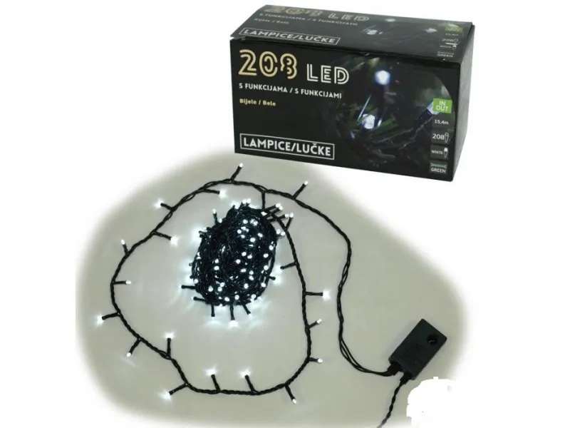 208L LED Lampica, bele, 8 funkcija