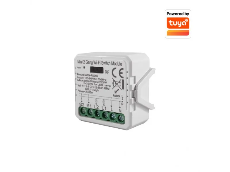 Wi-Fi smart prekidač-modul, 2x10A WFM-PS01/2