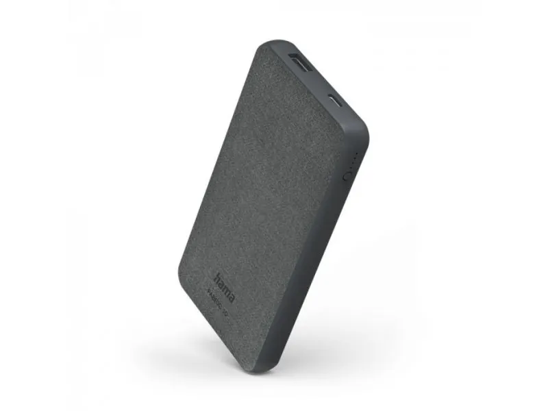 ''Fabric 10'' Power Bank, 10000 MAh, Sivi USB-A + USB-C