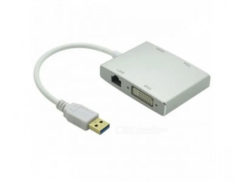 Adapter-konvertor USB 3.0 na HDMI + VGA+DVI + RJ45