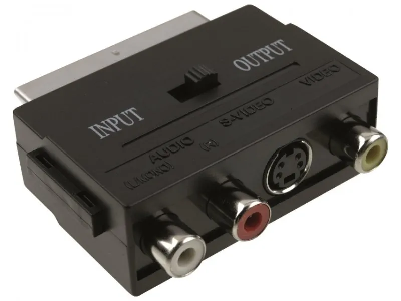 Adapter Scart - 3xRCA + S-Video crni