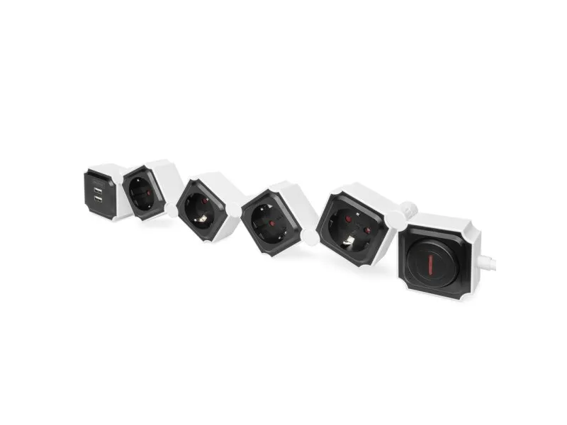 Fleksibilni produžni kabl sa 4utičnice + 2 USB beli