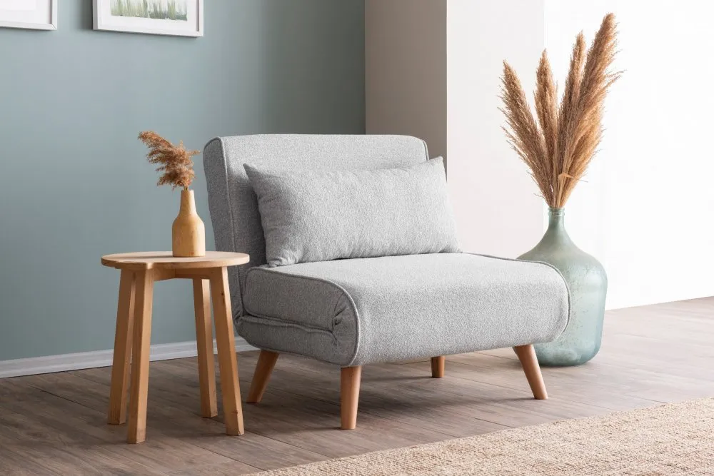 Fotelja Folde Single Teddy Fabric Grey