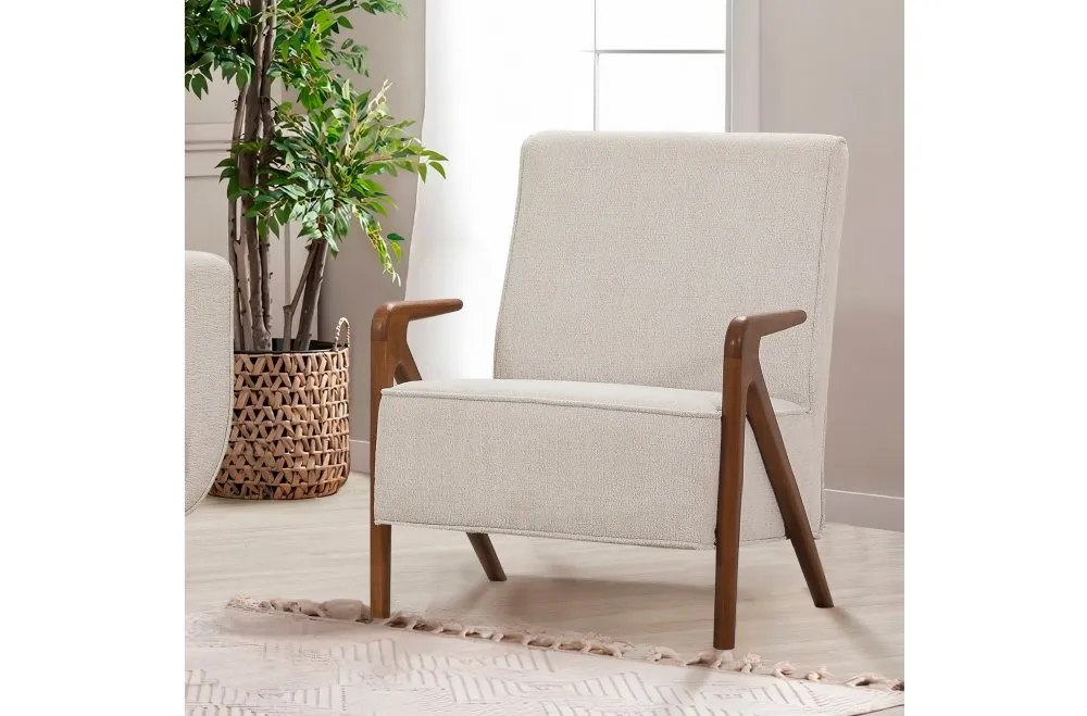 Fotelja Larus Wood Berjer Walnut Cream