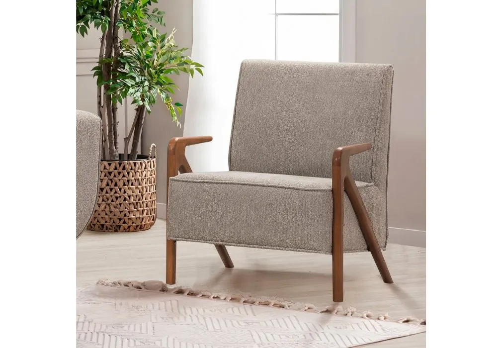 Fotelja Larus Wood Berjer Walnut Grey