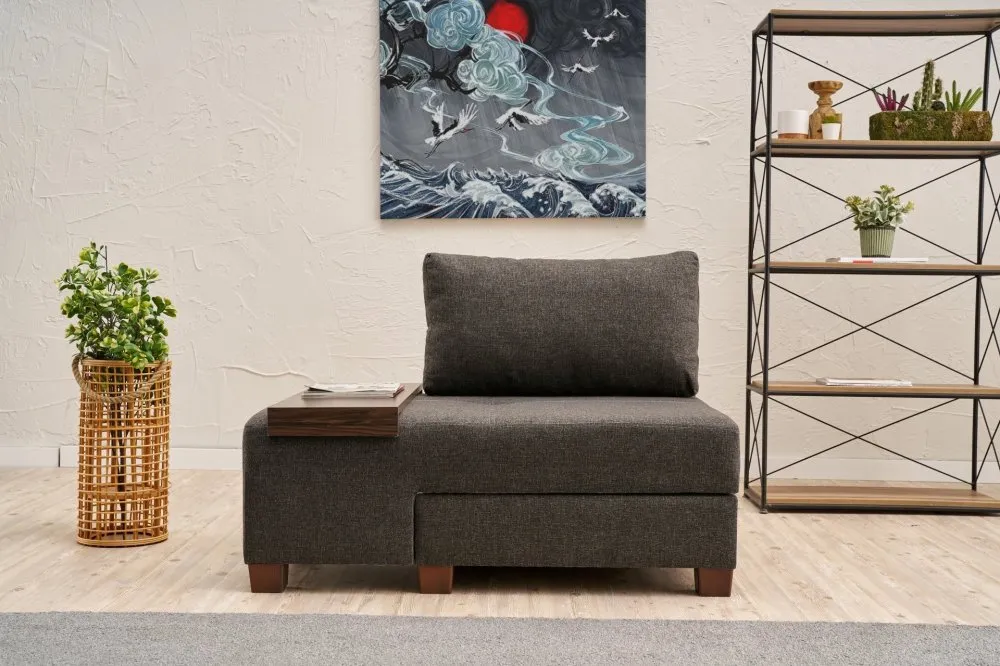 Fotelja na razvlačenje Perenna Linen Left Anthracite