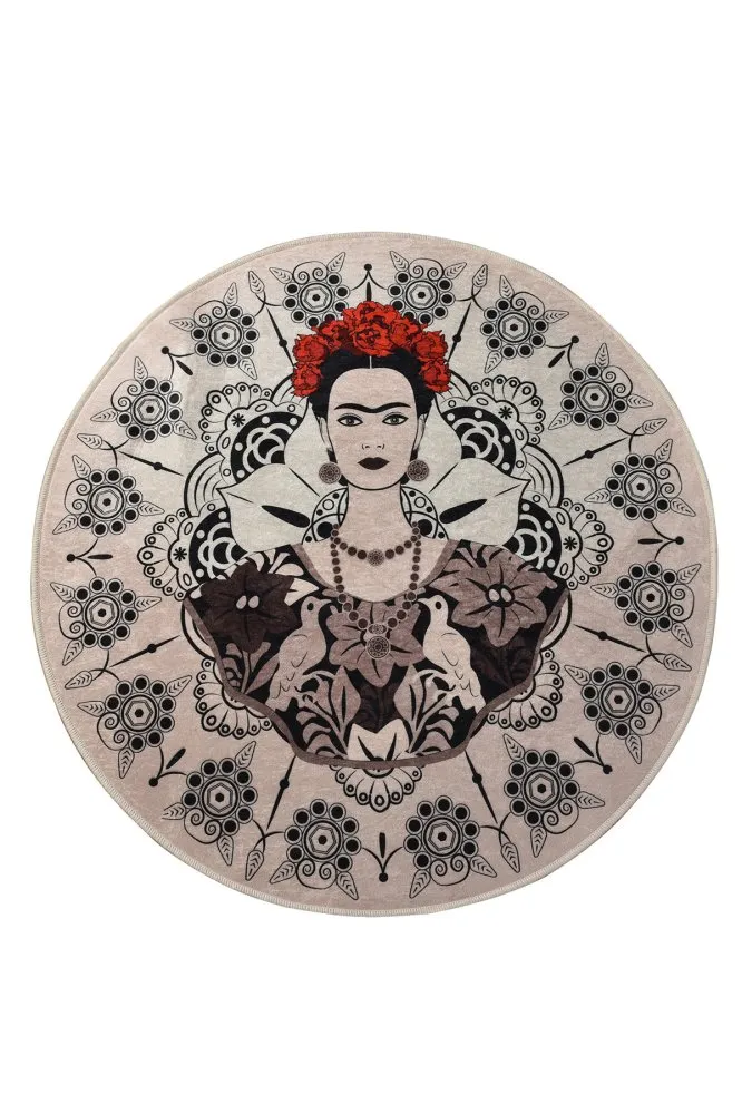 Frida Round Okrugli Multicolor tepih sa printom 100 cm (882CHL1074)