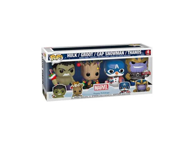 Marvel: Holiday Bobble Head Hulk / Groot / Cap Snowman / Thanos 4PK