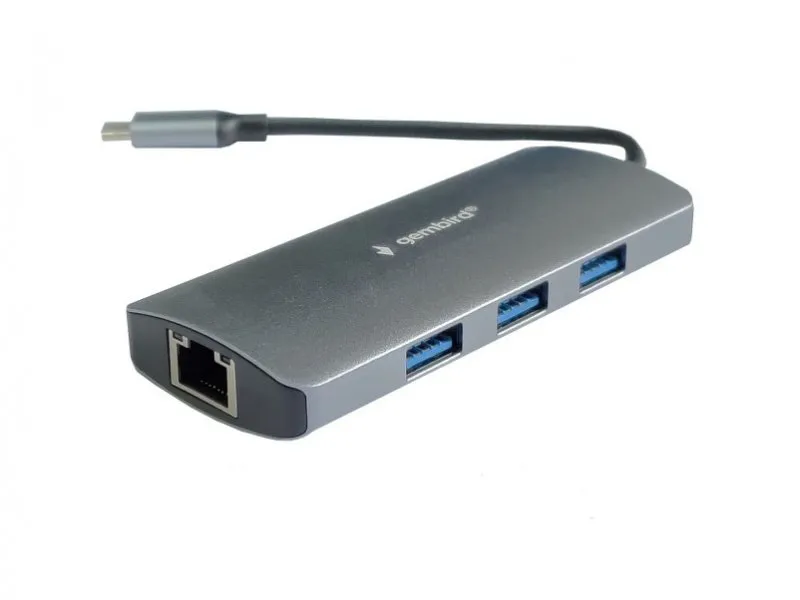 A-CMU3-LAN-05 ** Gembird TYPE C TO RJ45 + USBx3 ALUMINIUM (alt. A-CMU3-LAN-01 1229)