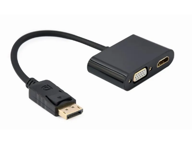 (A-DPM-HDMIFVGAF-01) adapter DisplayPort (muški) na HDMI (ženski) + VGA (ženski) crni