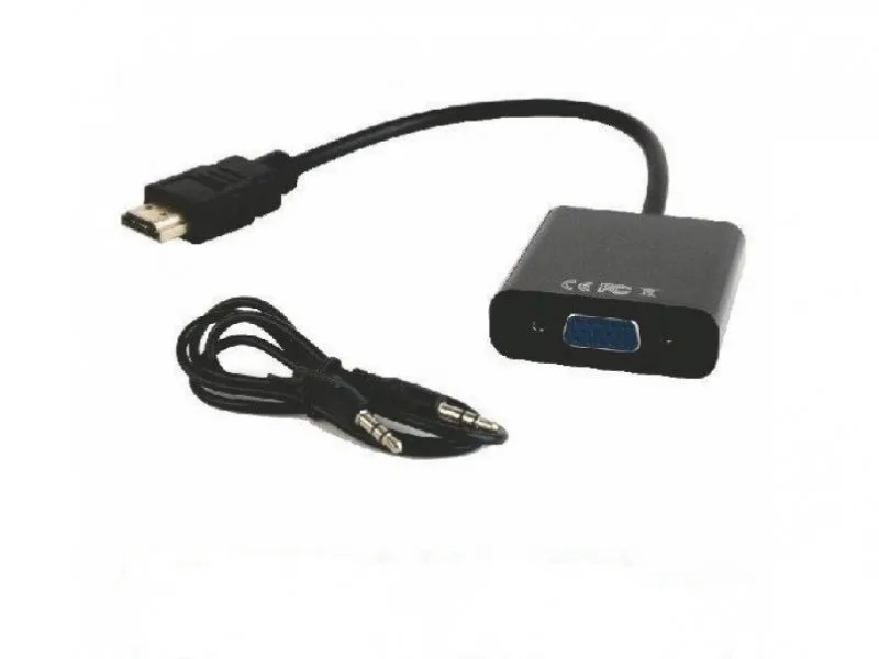 A-HDMI-VGA-03 **Gembird HDMI to VGA + AUDIO adapter cable, single port, black (altA-HDMI-VGA-06)479