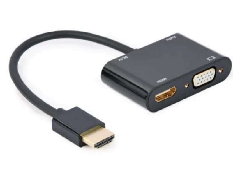 A-HDMIM-HDMIFVGAF-01 HDMI male to HDMI female + VGA female + audio adapter cable black