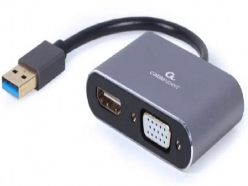 A-USB3-HDMIVGA-01 USB to HDMI + VGA display adapter, space grey 42547