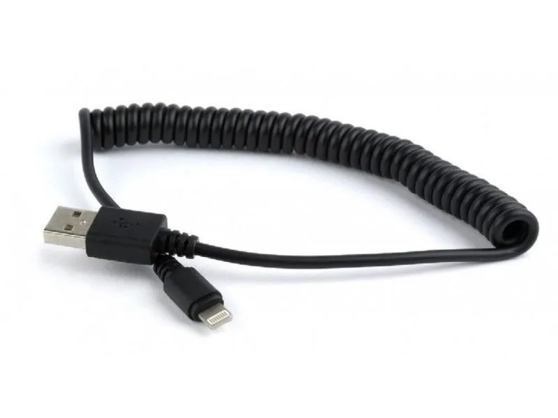 CC-LMAM-1.5M USB sync and charging spiral cable for iPhone, 1.5 m, black