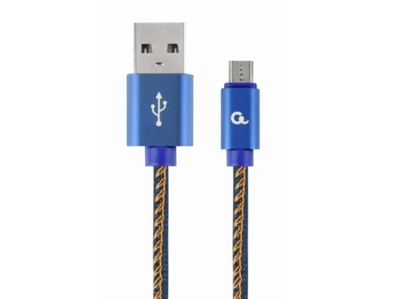 CC-USB2J-AMmBM-1M-BL Premium jeans (denim) Micro-USB cable with metal connectors, 1 m, blue