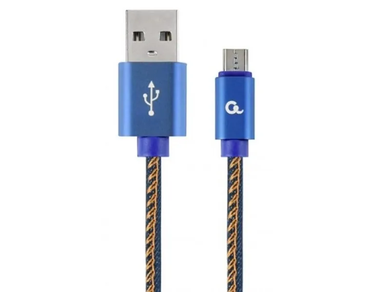 CC-USB2J-AMmBM-2M-BL Premium jeans (denim) Micro-USB cable with metal connectors, 2 m, blue