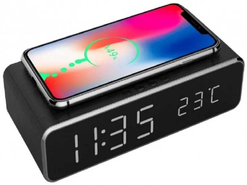 DAC-WPC-01 Digitalni sat + alarm sa bežičnim punjenjem telefona, Crni 38270