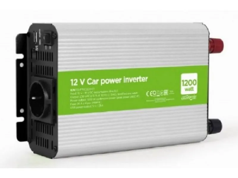 GEMBIRD EG-PWC1200-01 Gembird 12V Auto inverter DC/AC 1200W+USB port