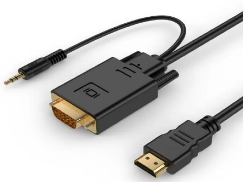 HDMI - VGA + audio adapter kabl, single port, 1,8m, black A-HDMI-VGA-03-6