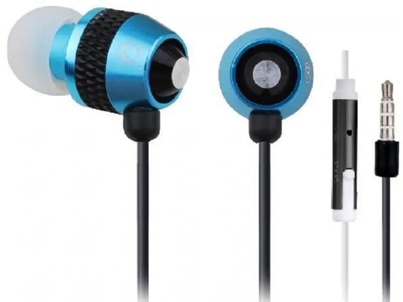 MHS-EP-002 Metal MP3 slušalice sa mikrofonom , BLUE (1x3,5mm)