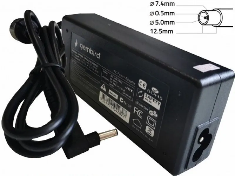 NPA65-185-3500 (HP04) punjač za laptop 65W-18.5V-3.5A, 7.4x5.0mm black PIN (819 Alt=HP11) 38958