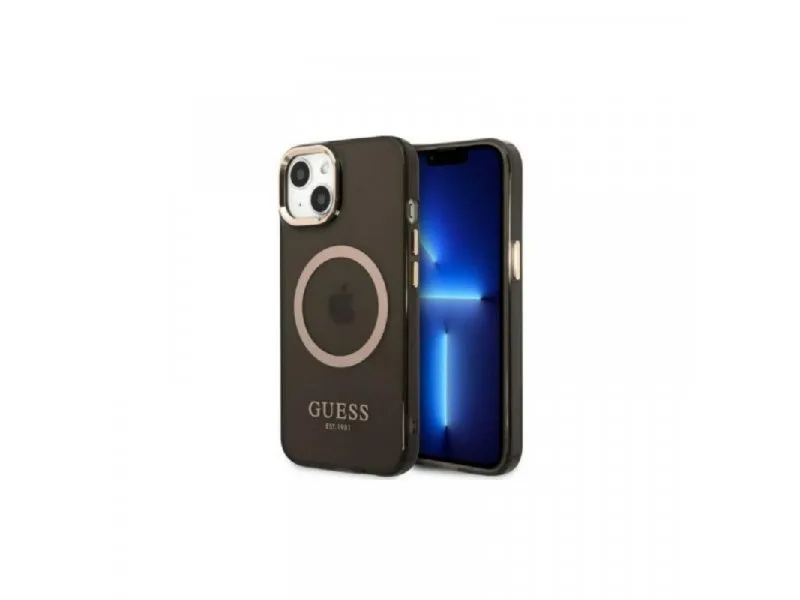 Futrola za iPhone 13 Black Gold Outline Translucent MagSafe