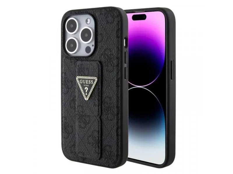 maska za iPhone 15 Pro Max GRIPSTAND 4G TRIANGLE STRASS BLACK