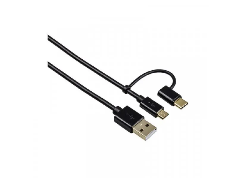 2u1 micro USB kabl sa USB-C adapterom, pozlata, 1m 54512