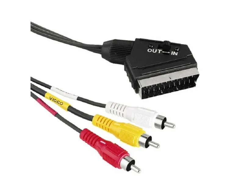 AV kabl scart (muški) na 3 X činč (muški) in/out P prekidač, 1.5m