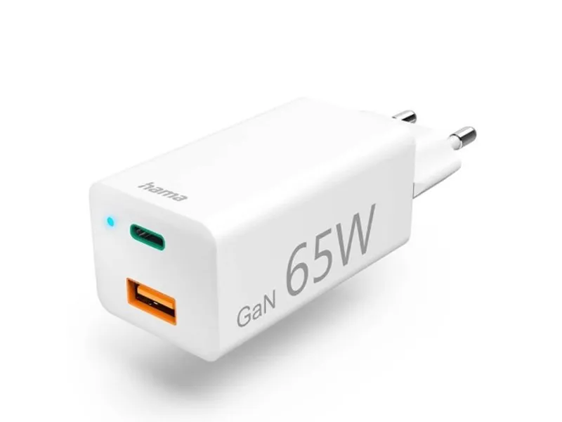 Brzi punjac GaN, 1x USB-C PD, 1x USB-A QC, 65 W (201643)