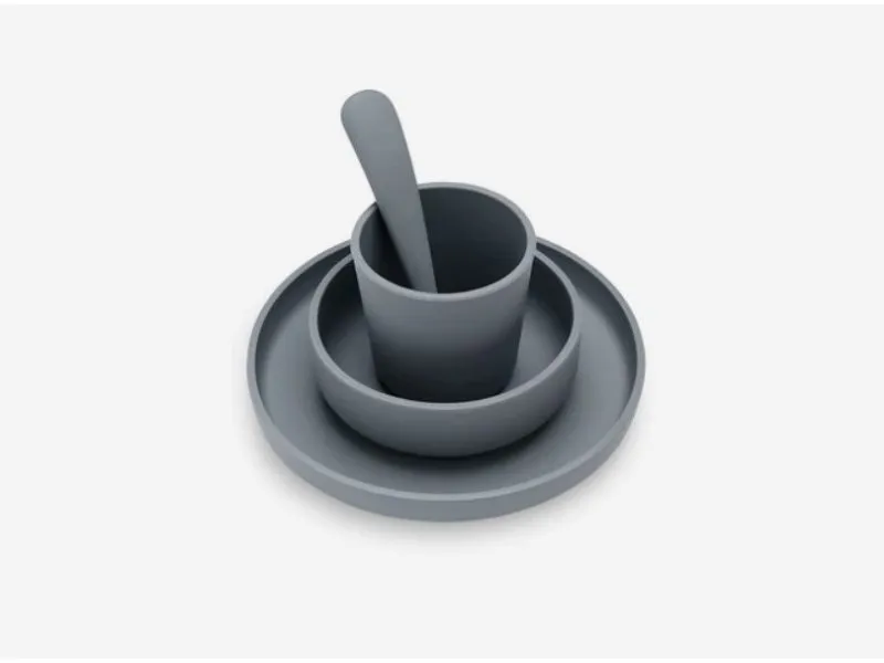 Kinderserviesset Siliconen 4-delig - Storm Grey (51067256)
