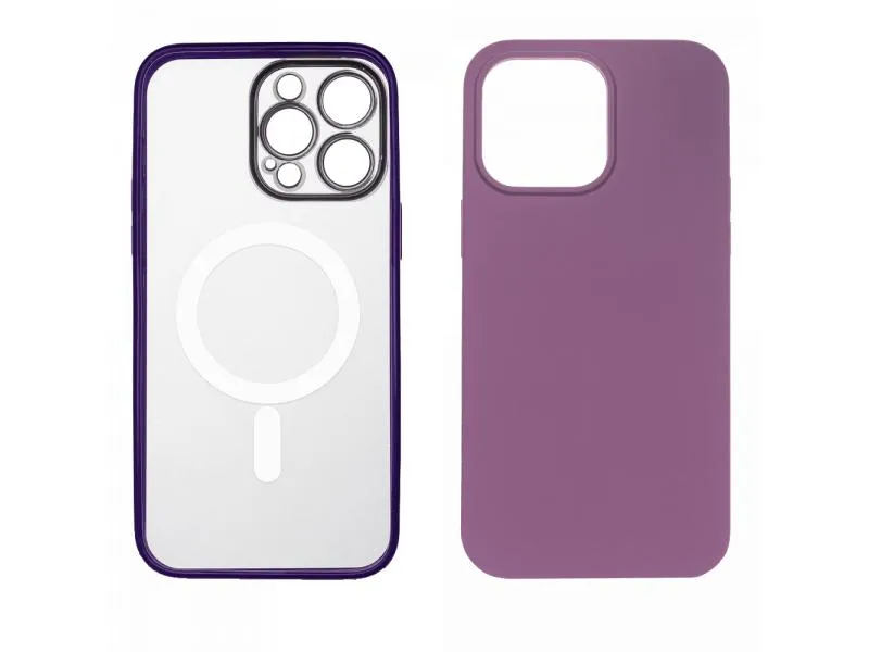 2u1 transparentna/ljubičasta- Zaštitna maska za iPhone 14 Pro Max