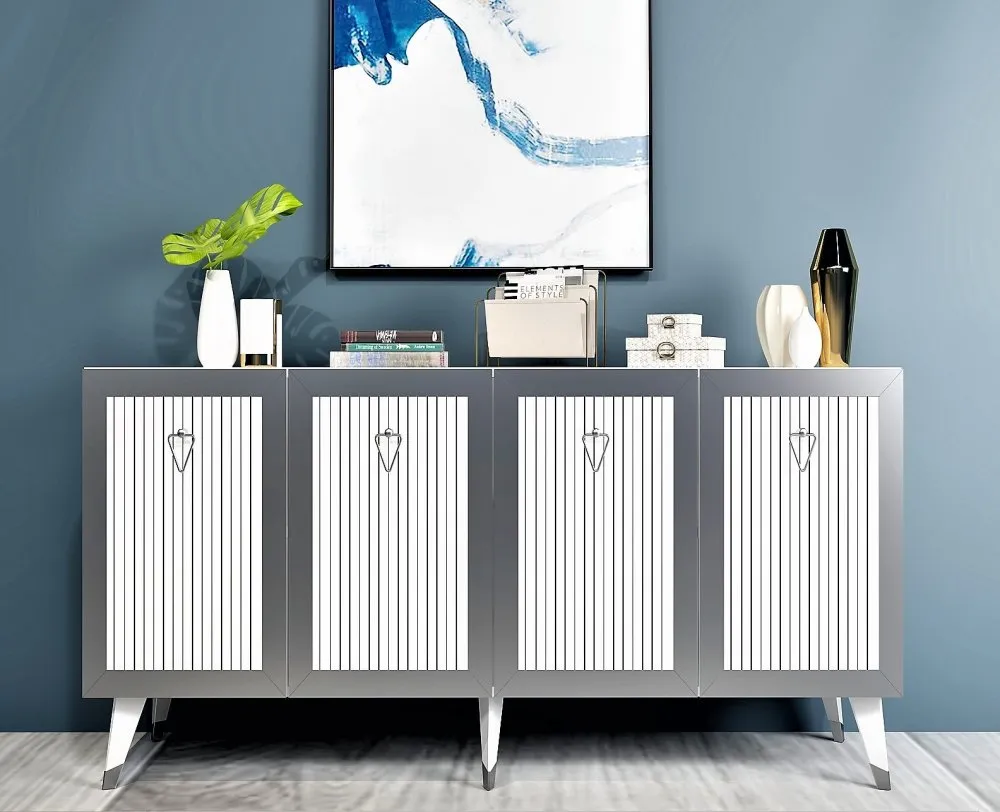 Komoda Bare White Silver