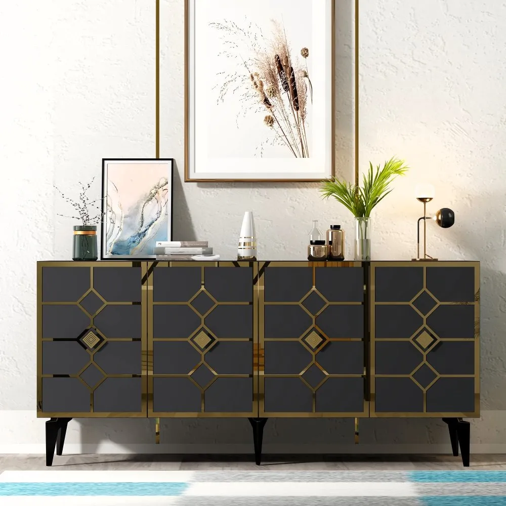 Komoda Cagla Anthracite Gold