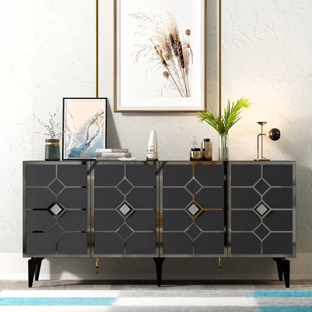 Komoda Cagla Anthracite Silver