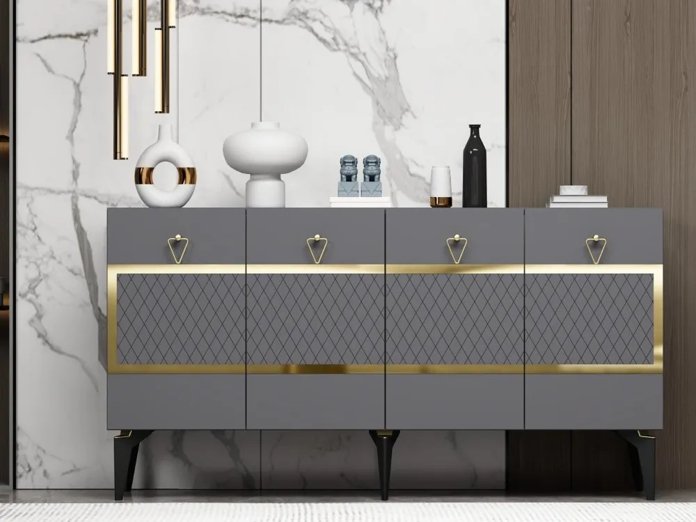 Komoda Ipek Anthracite Gold